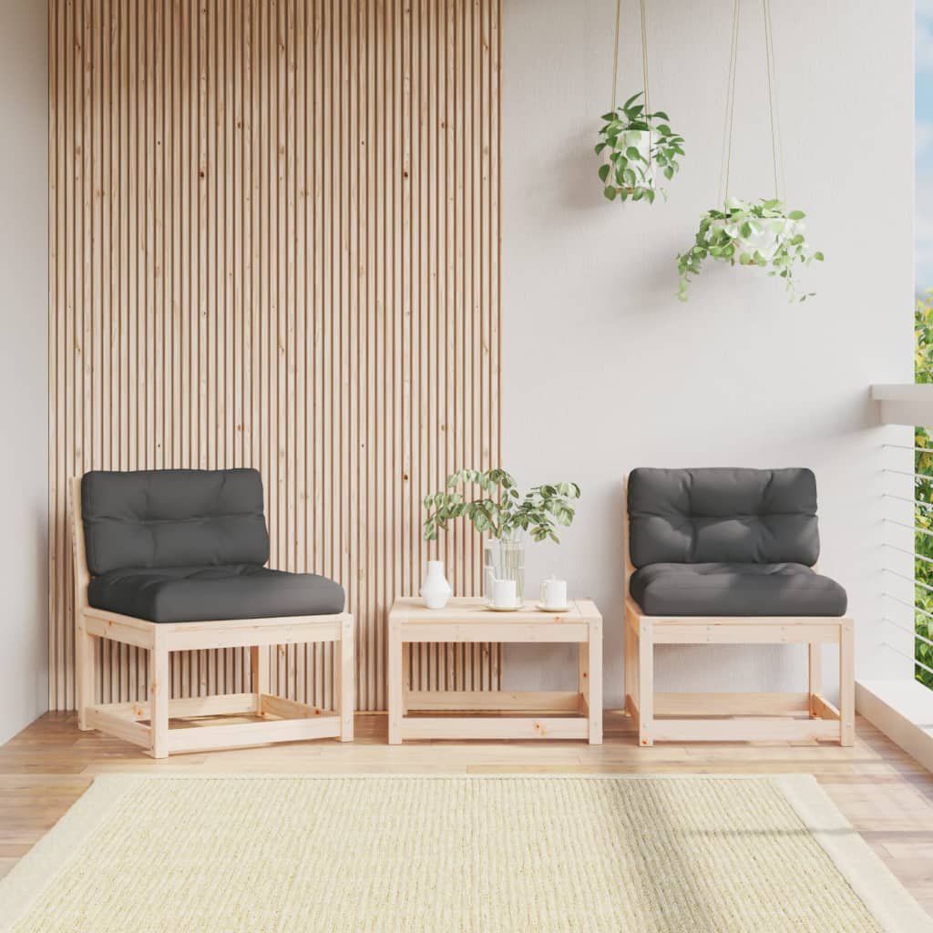 The Living Store Podnóżki ogrodowe z poduszkami - 2 szt. - lite drewno sosnowe - Sofa Ogrodowa