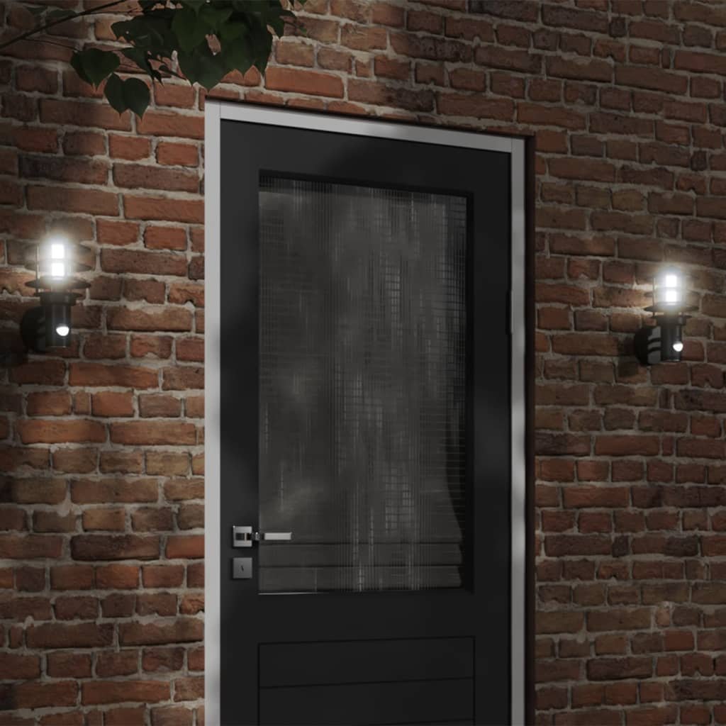 The Living Store Kinkiet zewnętrzny z czujnikiem ruchu - czarny - stal nierdzewna - Zewnętrzna Lampa Ścienna