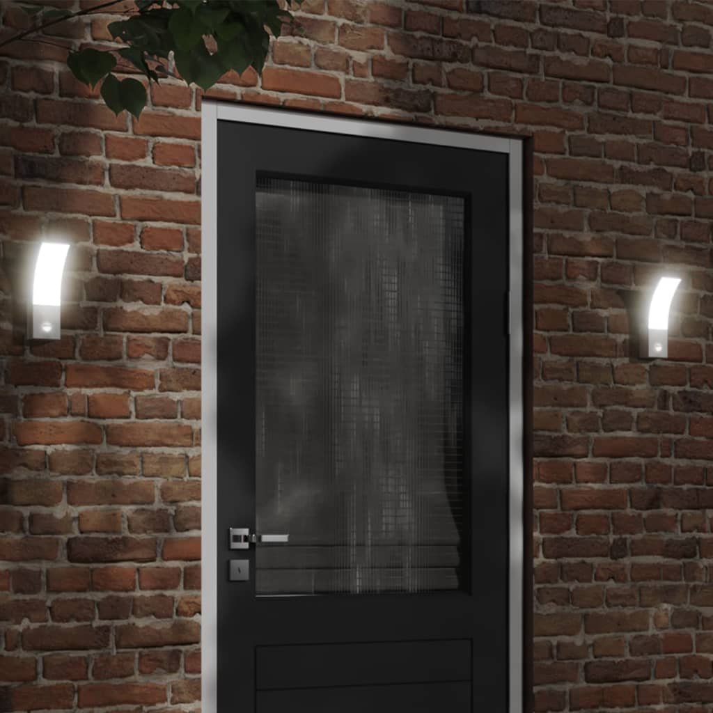 The Living Store Zewnętrzne kinkiety LED z czujnikami - 2 szt. - białe - aluminium - Zewnętrzna Lampa Ścienna