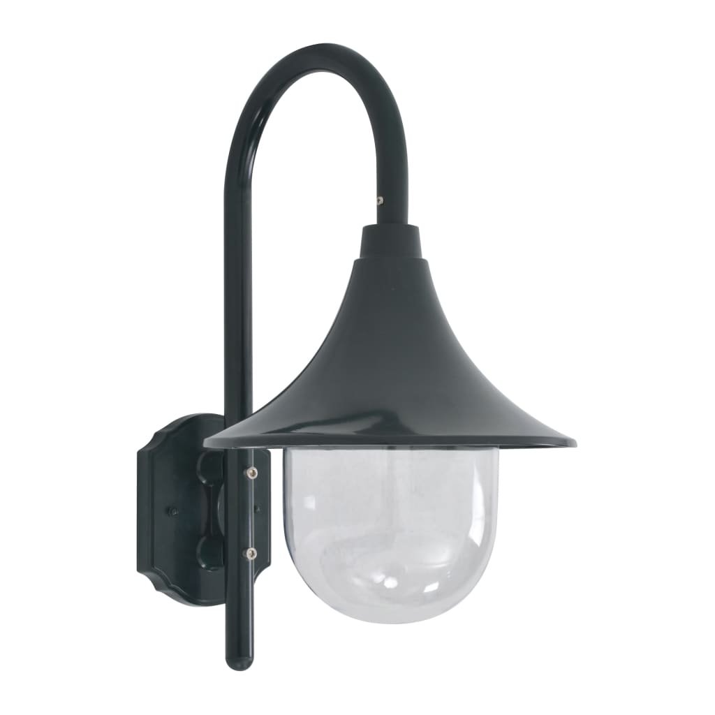 The Living Store Ścienna lampa ogrodowa - 42 cm - E27 - aluminiowa - ciemnozielona - Lampa Ogrodowa