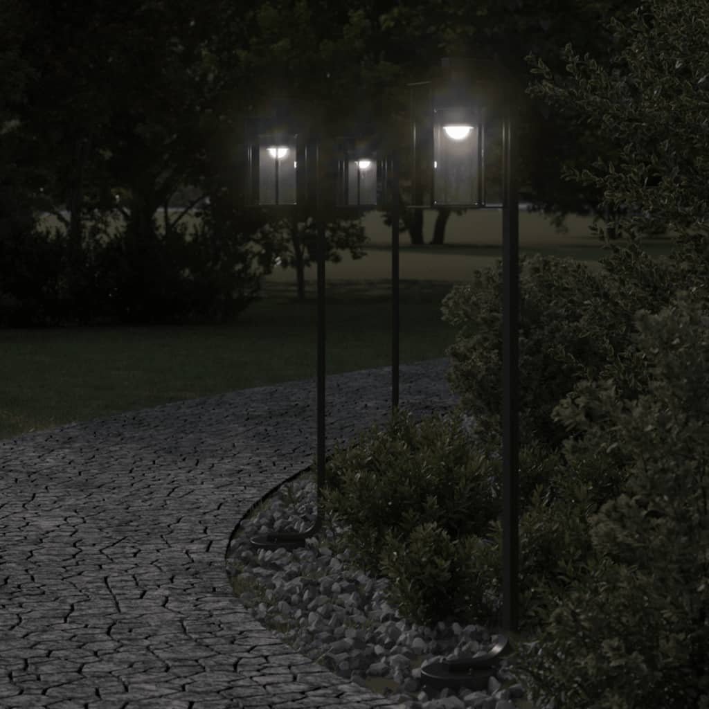 The Living Store Lampa ogrodowa stojąca - czarna - 100 cm - stal nierdzewna - Lampa Ogrodowa