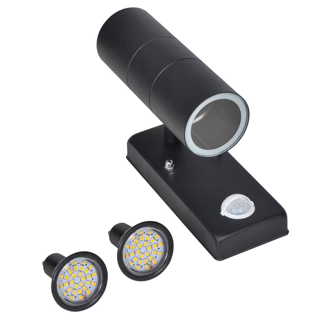 Cylindryczna lampa ścienna LED z sensorem - stal nierdzewna - czarna - Lampa Z Czujnikiem