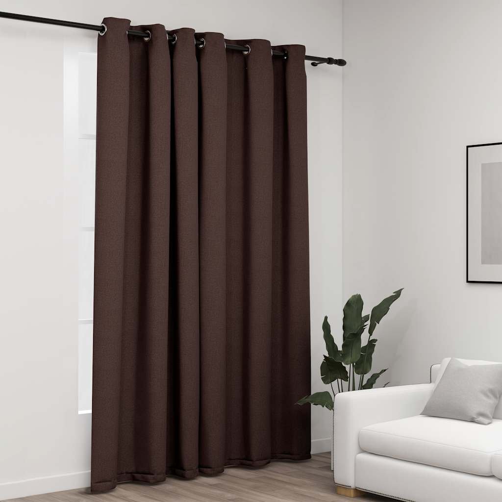 The Living Store Zasłona stylizowana na lnianą - z przelotkami - taupe - 290x245 cm - Zasłona