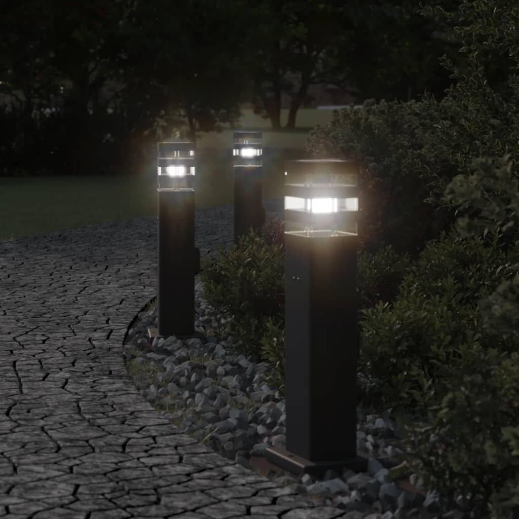 The Living Store Zewnętrzna lampa stojąca z gniazdkiem - czarna - 50 cm - aluminium - Lampa Ogrodowa