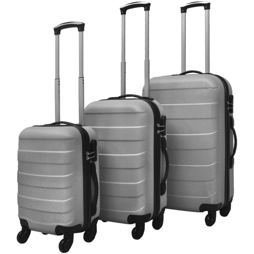 The Living Store Zestaw 3 walizek podróżnych - srebrny - 45 -5/55/66 cm - Walizka Na Kółkach
