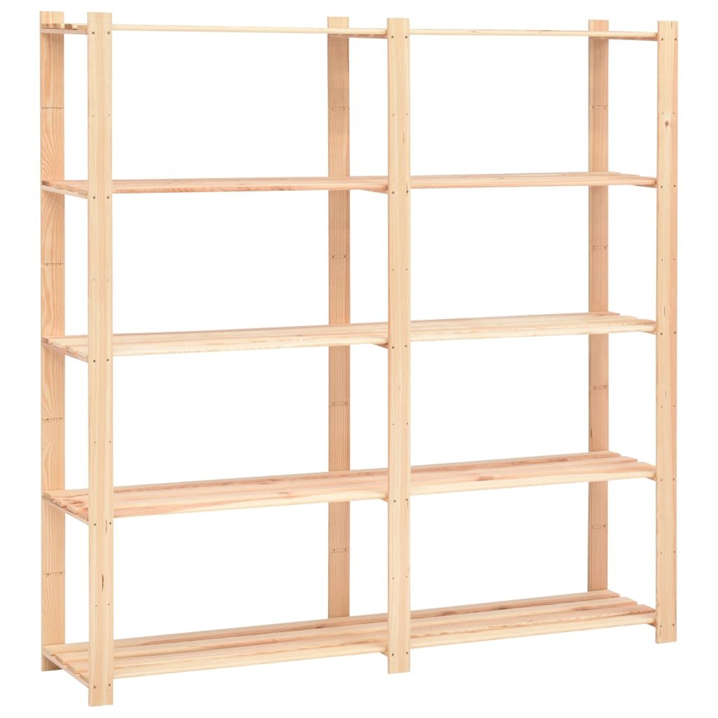 The Living Store Regał z 5 półkami - 170x38x170 cm - lita sosna - 500 kg - Regał Magazynowy