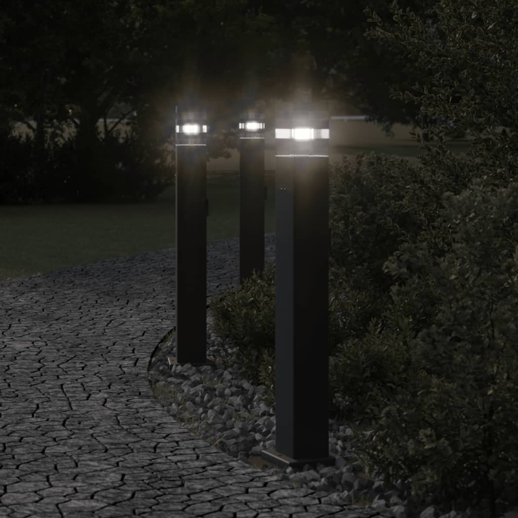The Living Store Zewnętrzne lampy stojące - z gniazdkami - 3 szt. - czarne - 80 cm - Lampa Ogrodowa