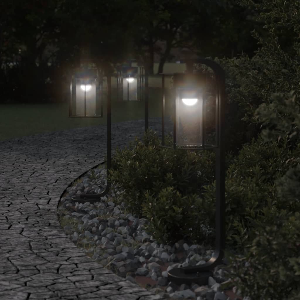 The Living Store Lampy ogrodowe stojące - 3 szt. - czarne - 60 cm - stal nierdzewna - Lampa Ogrodowa