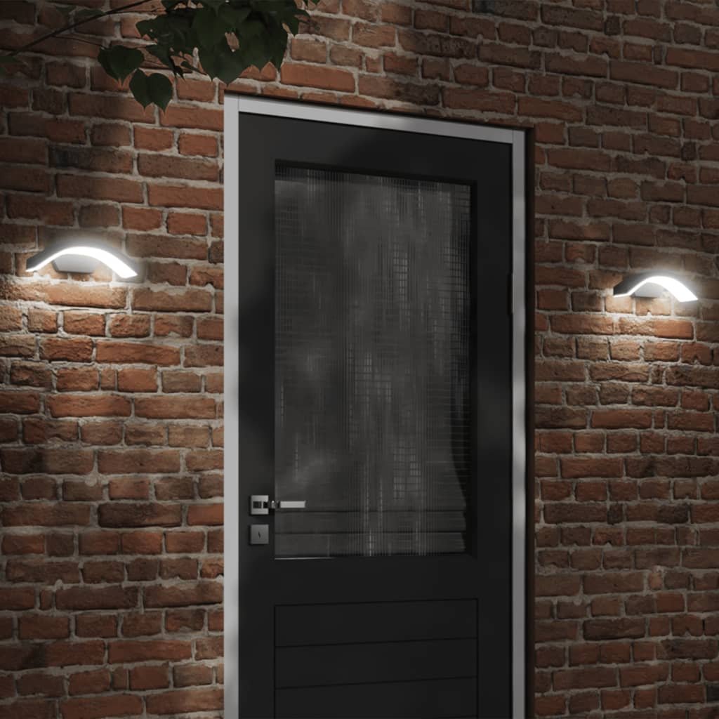 The Living Store Kinkiety zewnętrzne LED - 2 szt. - czarne - odlewane aluminium - Zewnętrzna Lampa Ścienna