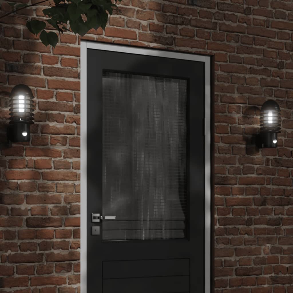 The Living Store Kinkiety zewnętrzne z czujnikiem ruchu - 2 szt. - czarne - stal - Zewnętrzna Lampa Ścienna