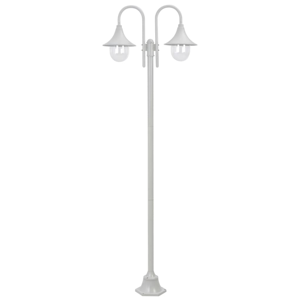 The Living Store Latarnia ogrodowa 2-punktowa - 220 cm - aluminium - E27 - biała - Światło Ogrodowe