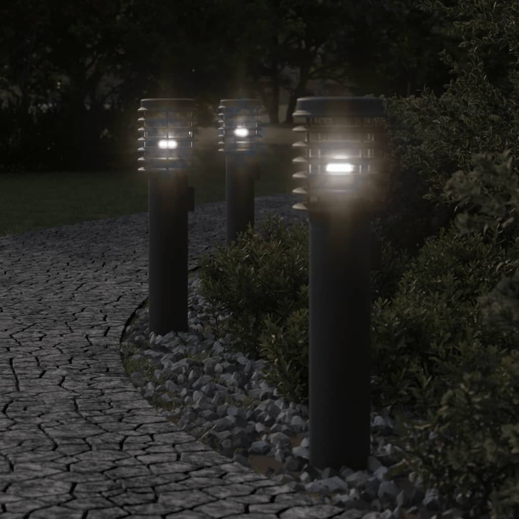The Living Store Lampa ogrodowa na słupku - z gniazdkiem - czarna - 60 cm - stal - Lampa Ogrodowa