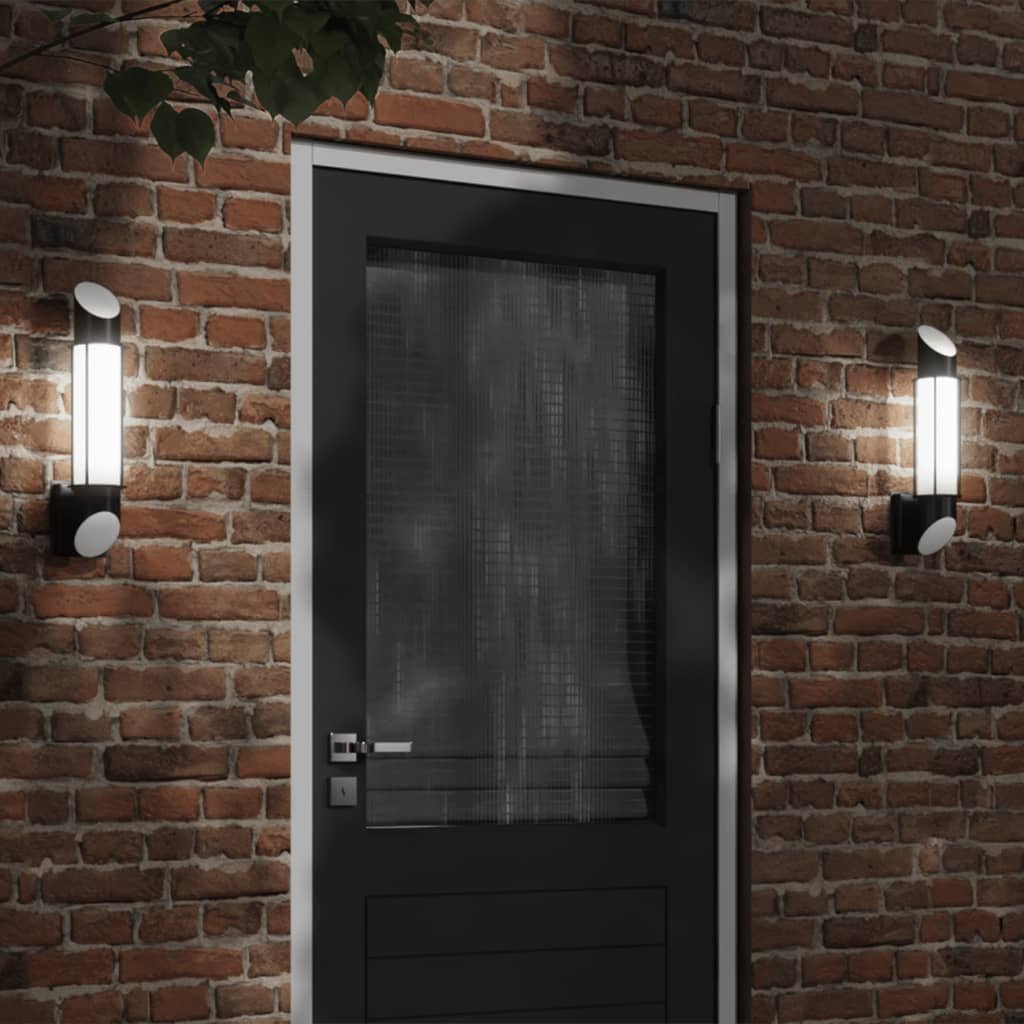 The Living Store Kinkiety zewnętrzne - 2 szt. - czarne - stal nierdzewna - Zewnętrzna Lampa Ścienna