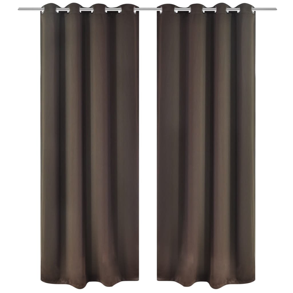 Brązowe zasłony zaciemniające z metalowymi otworami x2 135 x 245 cm - Zasłona Zaciemniająca