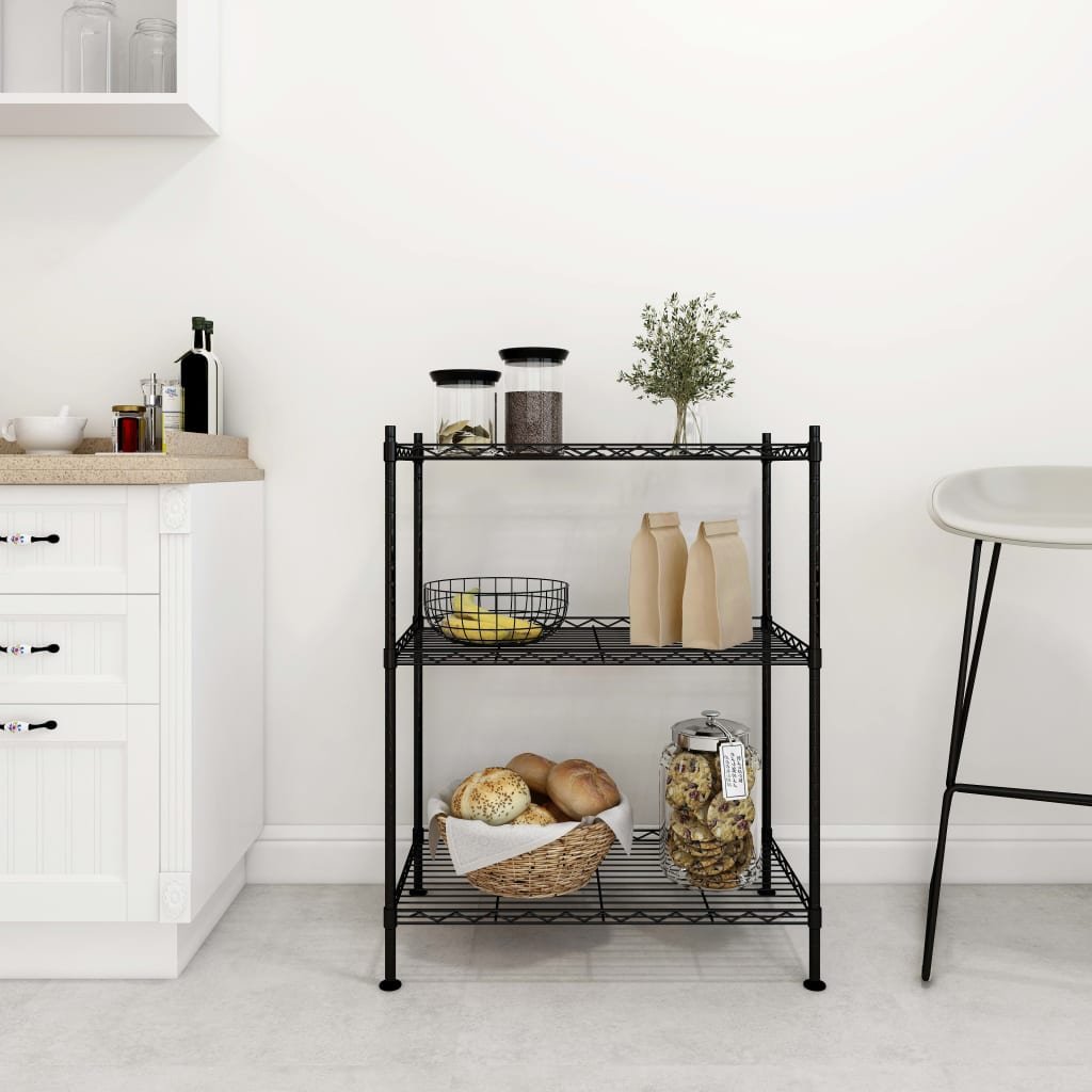 The Living Store 3-poziomowy regał - 60x35x76 cm - czarny - 150 kg - Regał