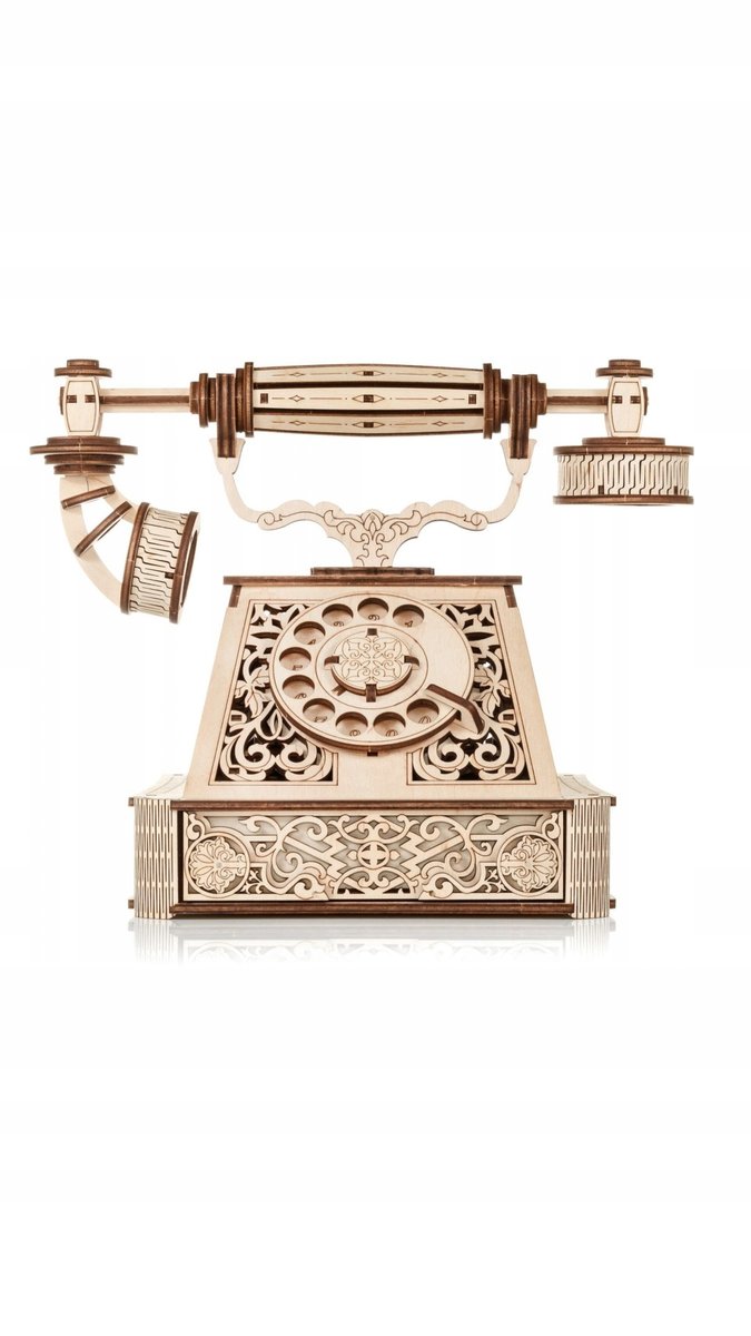 DREWNIANE PUZZLE 3D RETRO TELEFON ZESTAW DO ZŁOŻENIA DIY