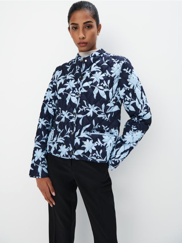 Mohito - Pikowana wzorzysta kurtka przejściowa - granatowy