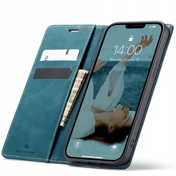 Eleganckie etui z klapką portfel kieszonka pokrowiec do iPhone 13 Pro Max