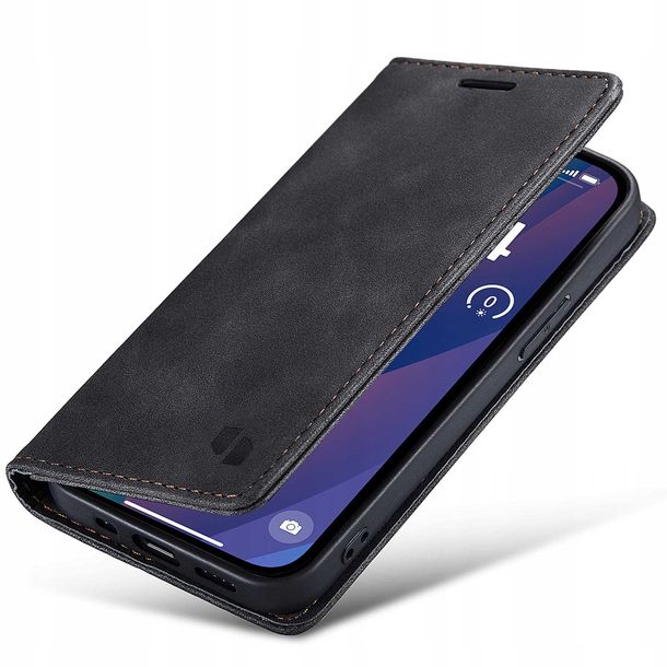 Skórzane etui portfelowe z klapką pokrowiec case kabura do iPhone 15