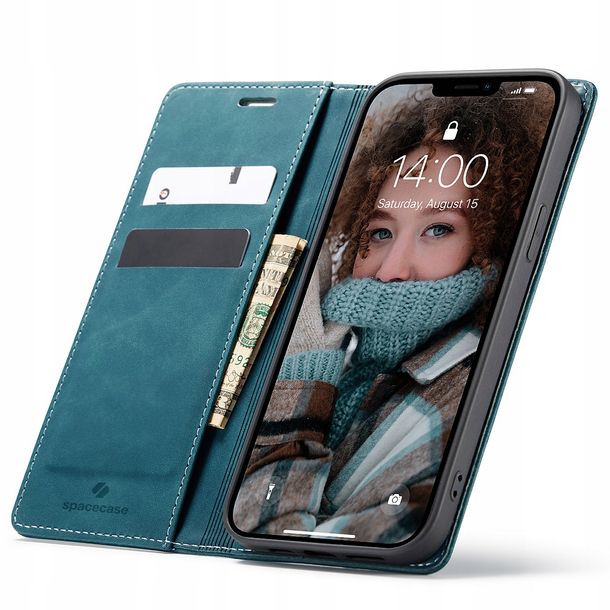 Eleganckie etui z klapką portfel kieszonka pokrowiec case do iPhone 13