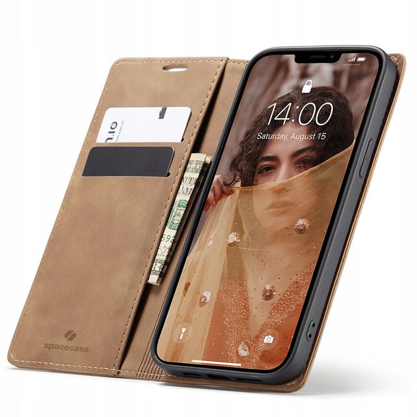 Eleganckie etui z klapką portfel kieszonka pokrowiec case do iPhone 13