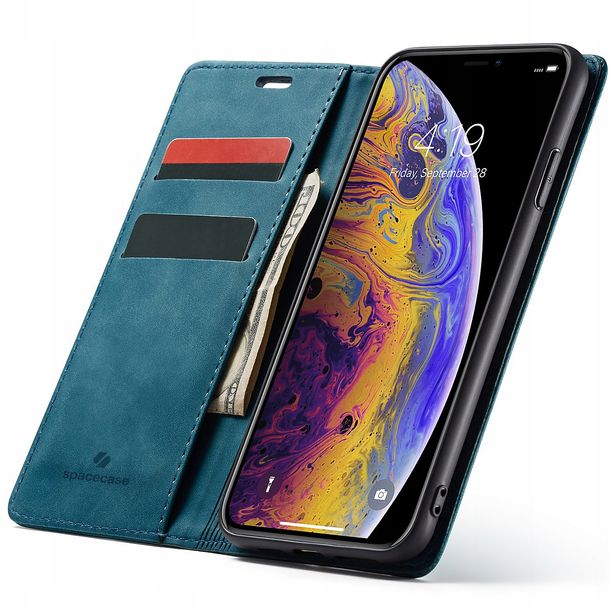 Eleganckie etui z klapką portfel kieszonka pokrowiec do iPhone X/Xs