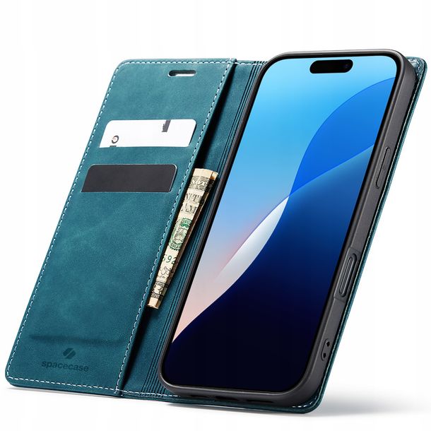 Eleganckie etui z klapką portfel kieszonka pokrowiec case do iPhone 16 Pro