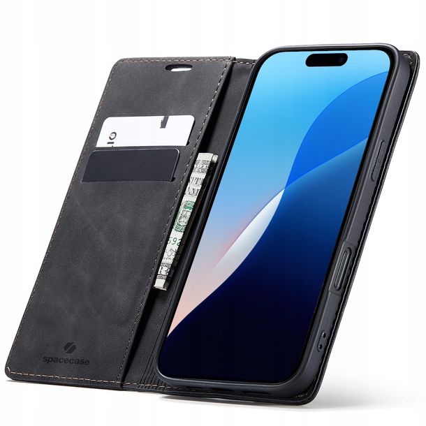 Eleganckie etui z klapką portfel kieszonka pokrowiec case do iPhone 16 Plus