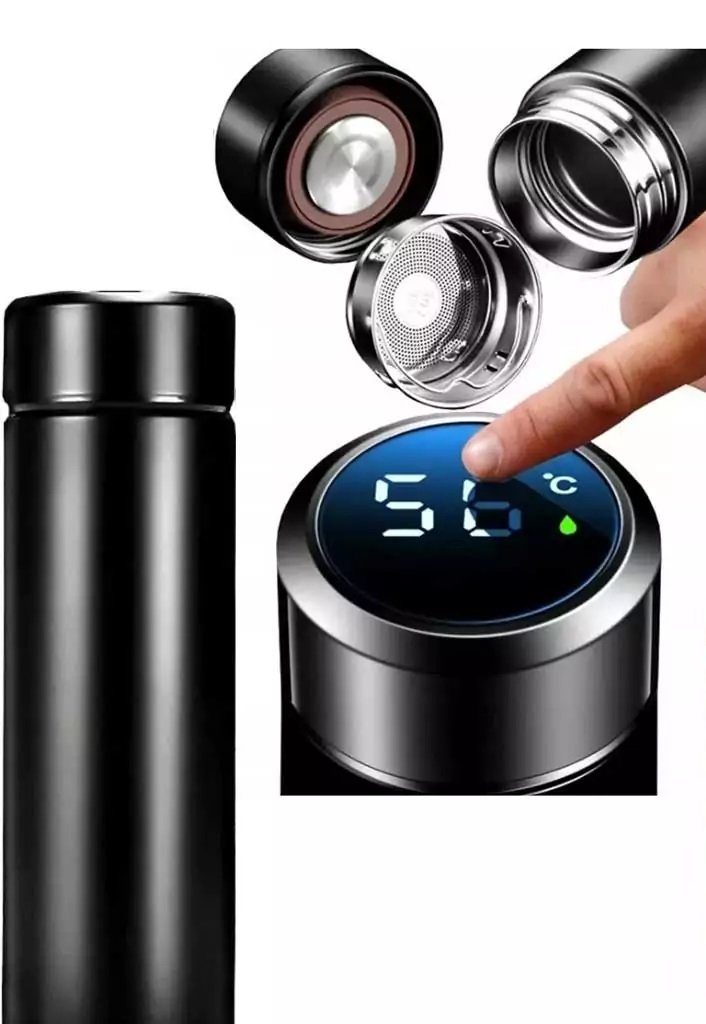 KingSzop SMART KUBEK TERMOS TERMICZNY BIDON WYŚWIETLACZ LED 500ML 22x6,5 do 12H