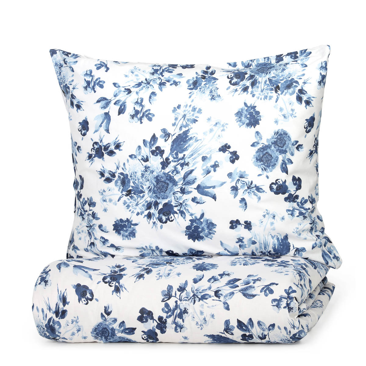 Pościel SORLI bawełniana w niebieskie kwiaty 135x200 + 1*80x80 cm HOMLA