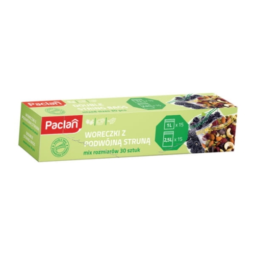 Paclan, woreczki z powdójną struną 1 L i 2,5 L, 2 x 15 szt.
