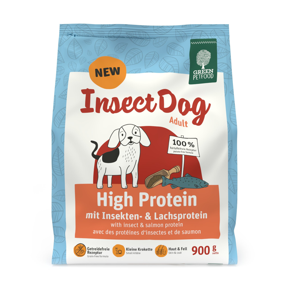 Green Petfood InsectDog High Protein, owady i łosoś - 0,9 kg