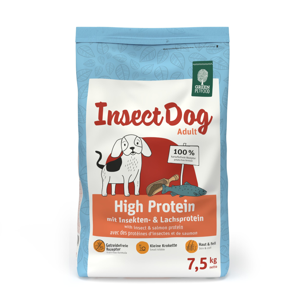 Green Petfood InsectDog High Protein, owady i łosoś - 7,5 kg