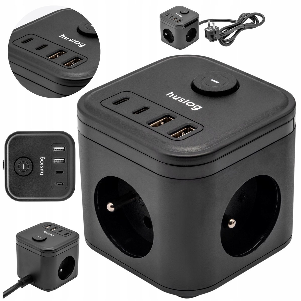 Przedłużacz Kostka Zasilająca 4 Usb 3 Gniazda Smart Listwa Huslog