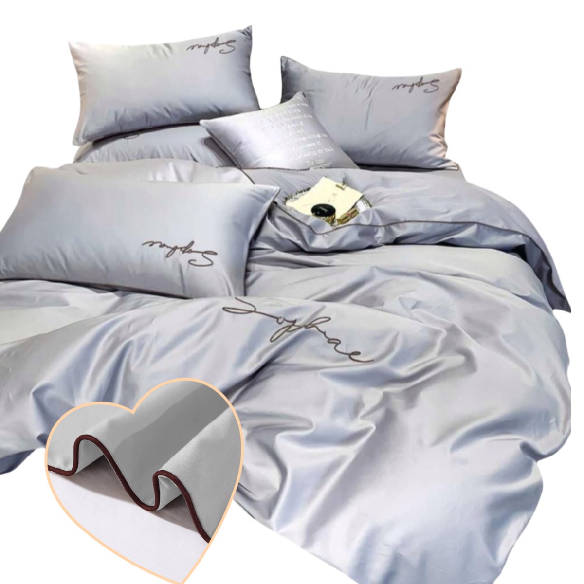 Komplet Pościeli 3 Części Z Mikrofibry Glamour 160X200 Cm Elegancki Haft