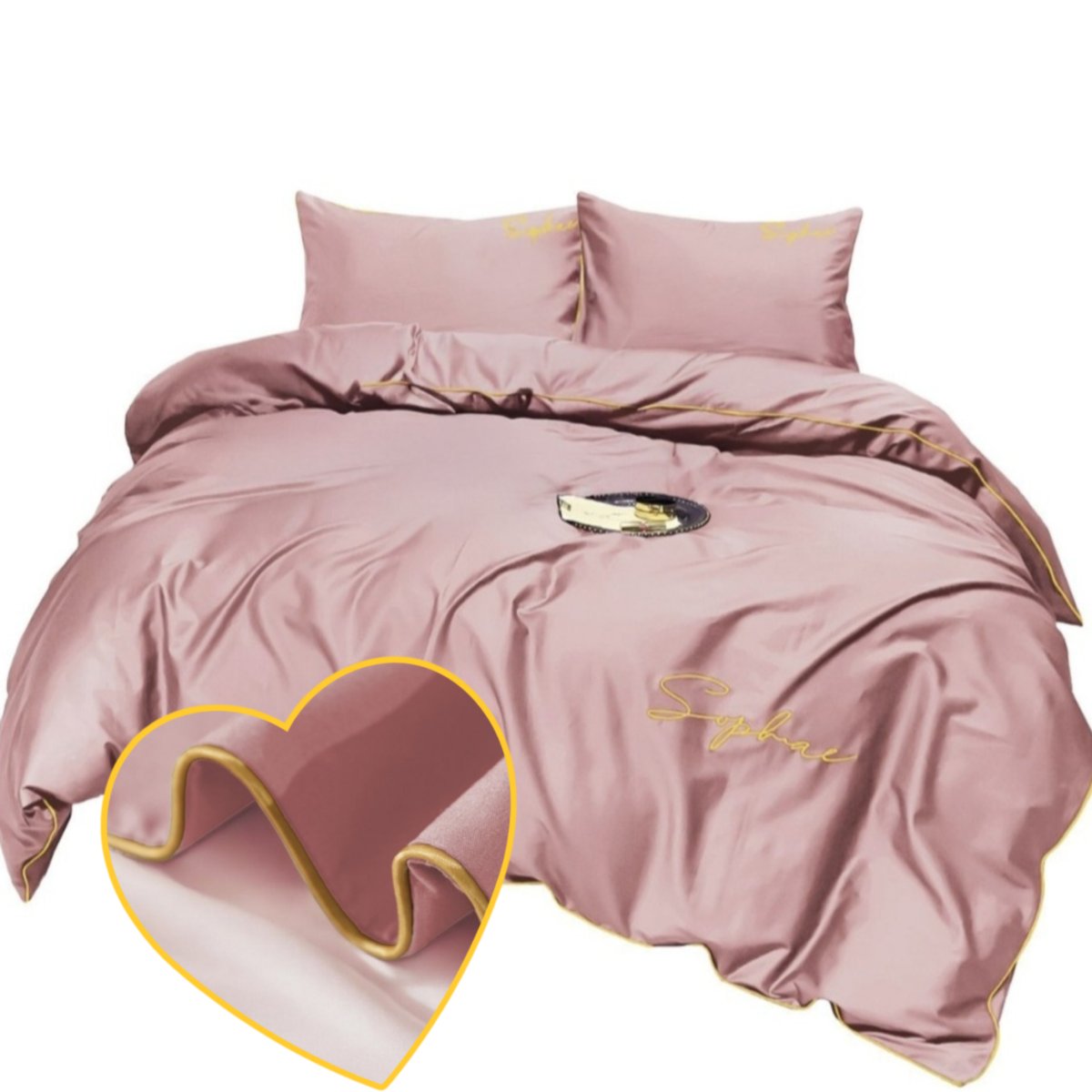 Komplet Pościeli Z Ozdobym Haftem 200X220 Cm + 2 Poszewki 70X80 Mikrofibra