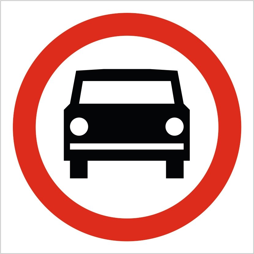 Znak drogowy Zakaz wjazdu pojazdów silnikowych, grube PCV3, format 30x30cm