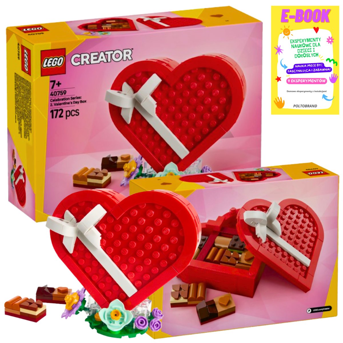 LEGO KLOCKI ZESTAW WALENTYNKI WALENTYNKOWE PUDEŁKO PREZENT DLA NIEJ NIEGO 40759 + EBOOK