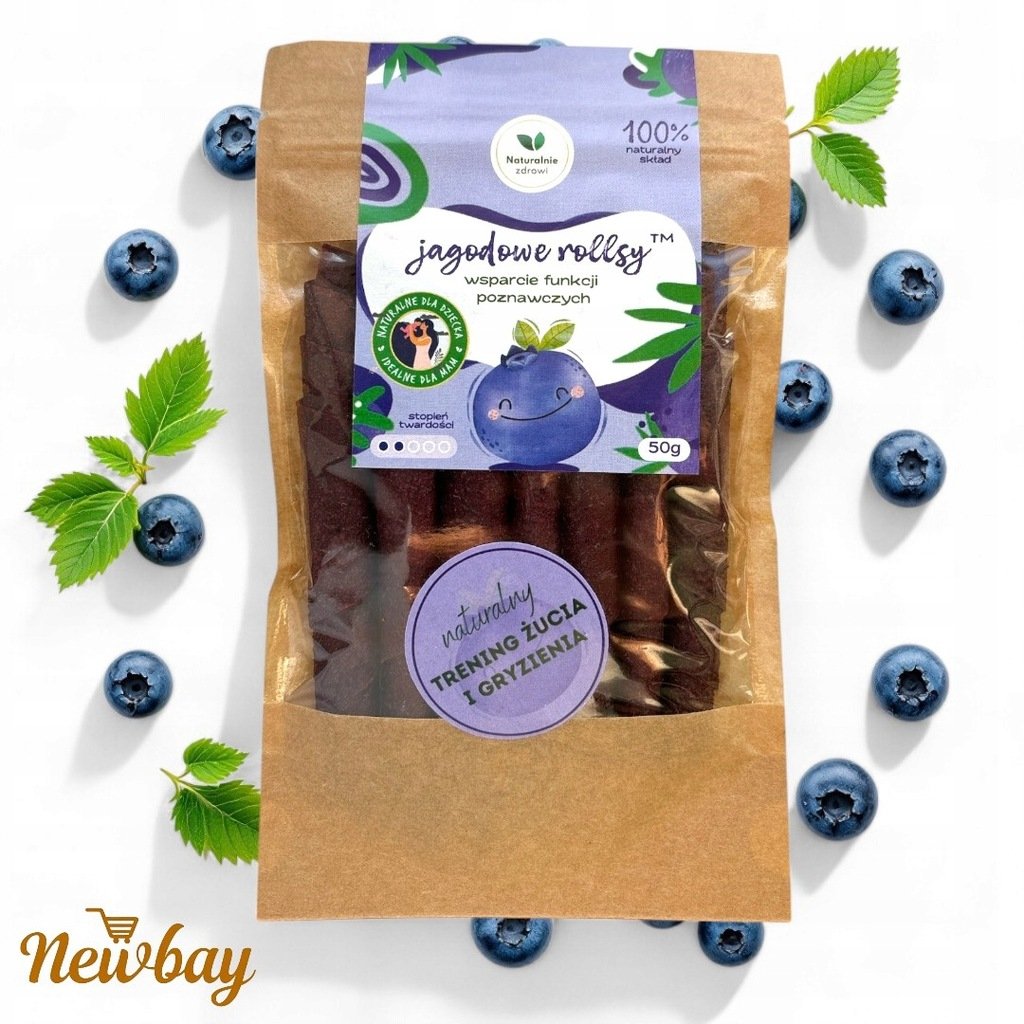 Rollsy owocowe Jagodowe 50g. NATURALNIE ZDROWI przekąska JAGODA