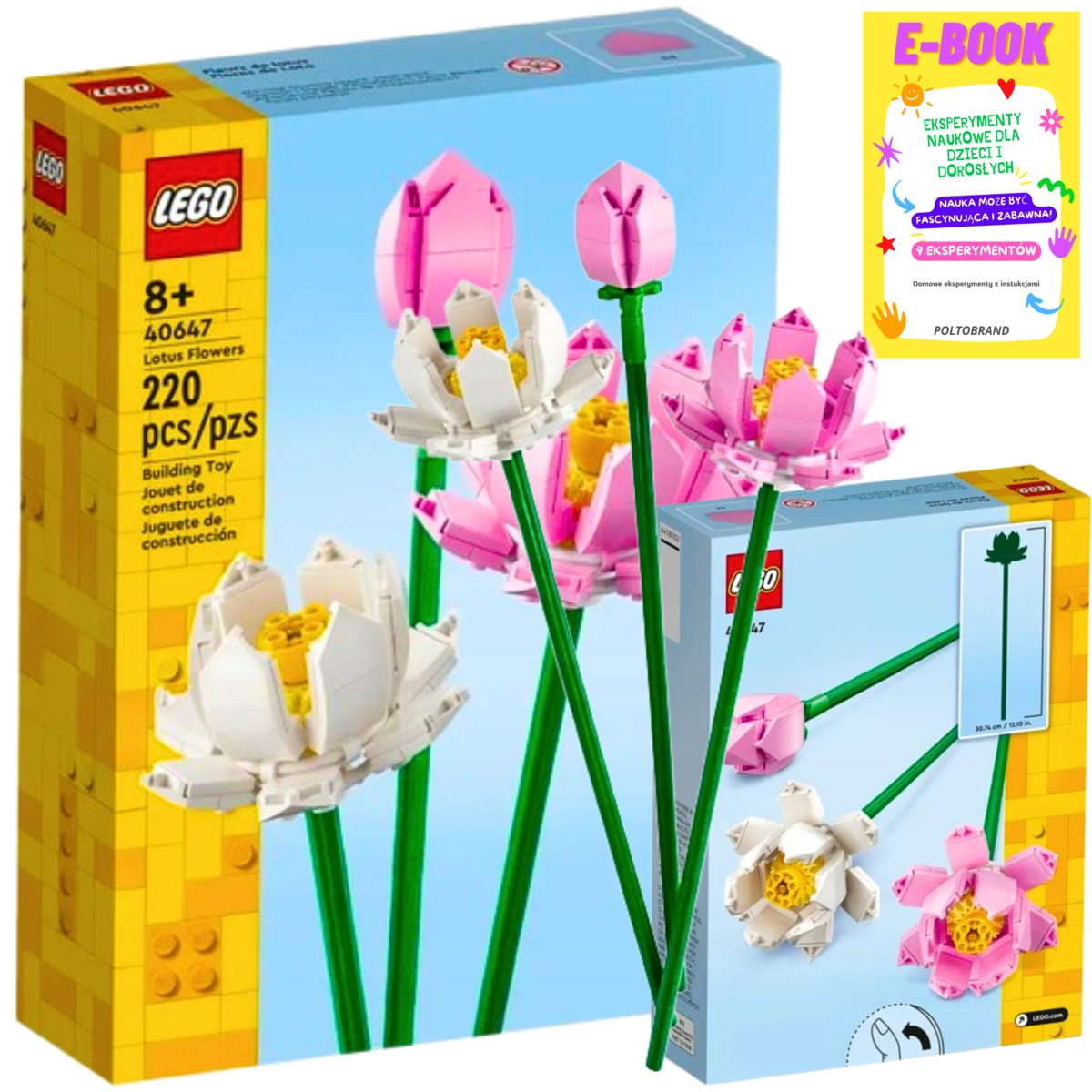 LEGO KLOCKI ZESTAW ICONS - KWIATY LOTOSU KWIAT NA PREZENT 40647 + EBOOK