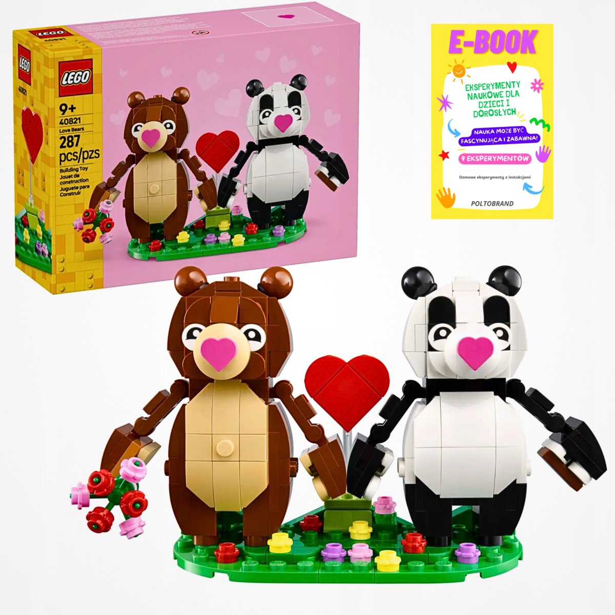 LEGO KLOCKI ZESTAW ZAKOCHANE NIEDZWIEDZIE WALENTYNKI DLA NIEJ NIEGO Brickheadz 40821 PREZENT + EBOOK