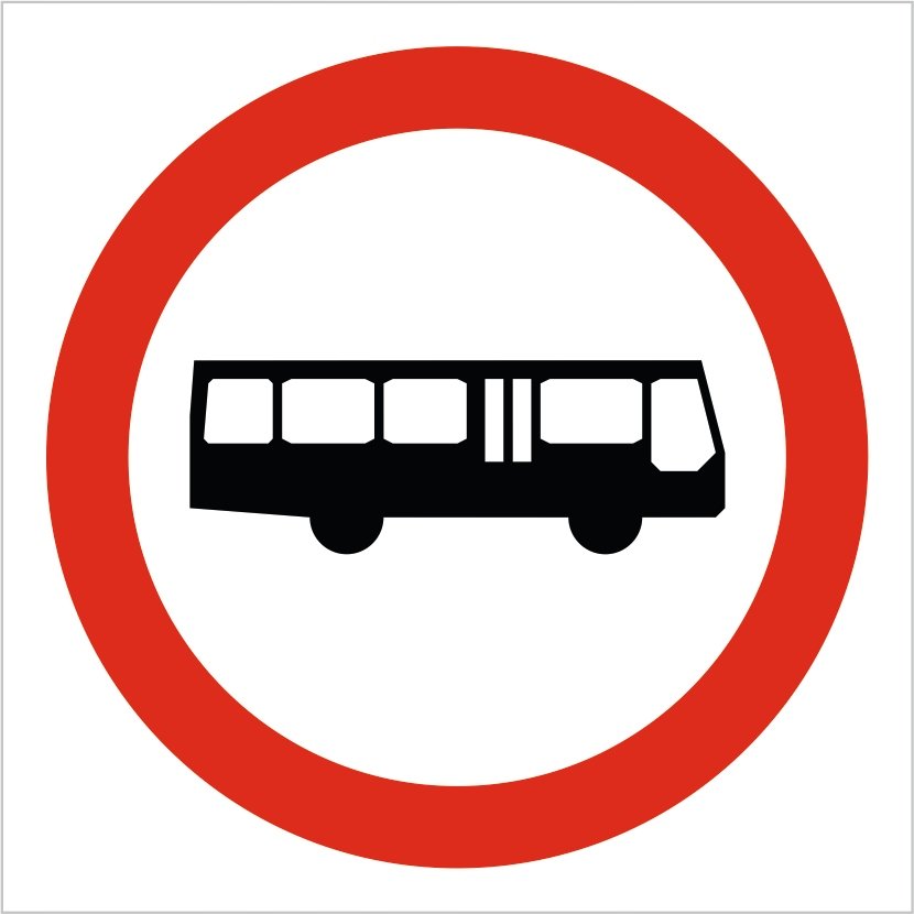 Znak drogowy Zakaz wjazdu autobusów, grube PCV3, format 30x30cm