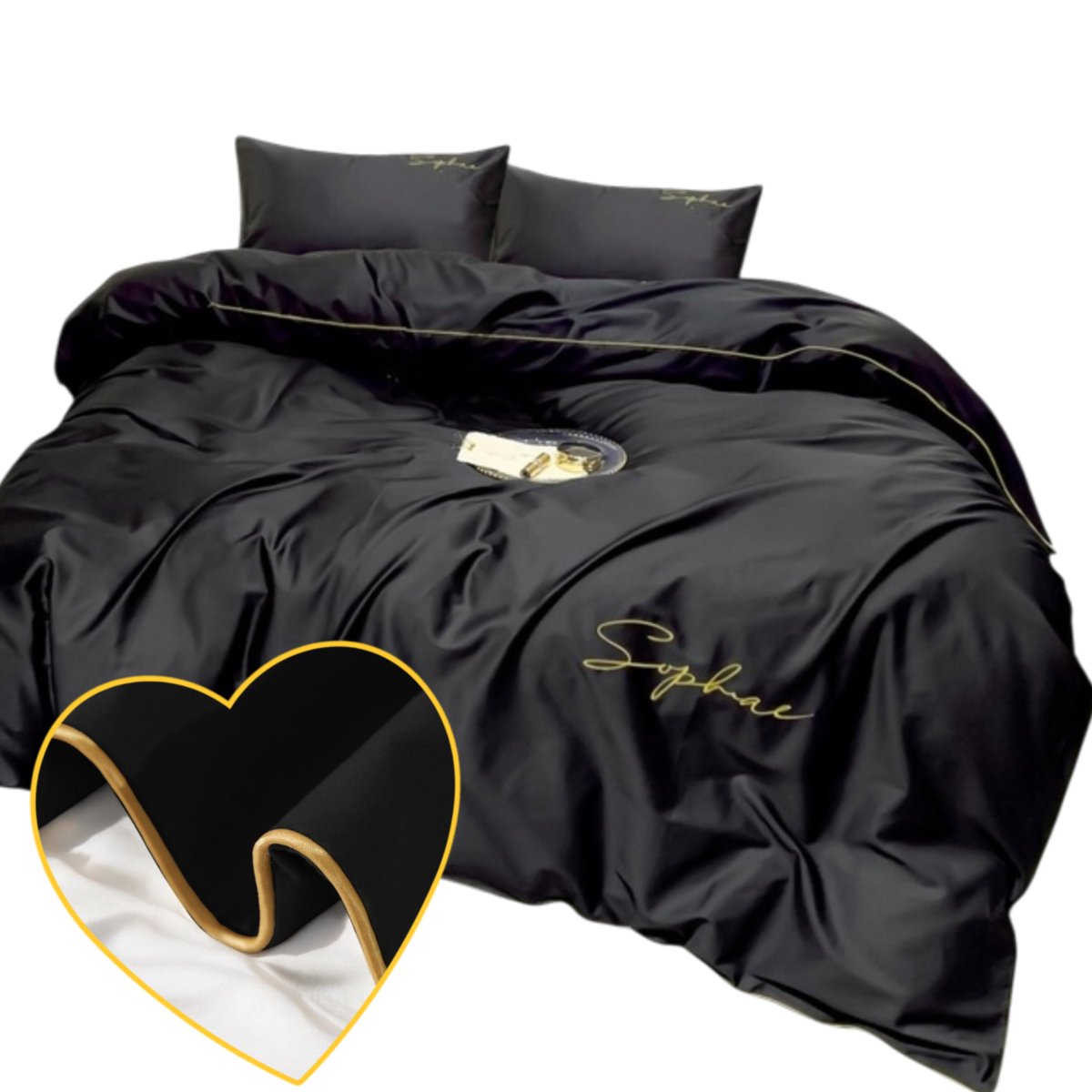 Komplet Pościeli 3 Części Z Mikrofibry Glamour 160X200 Cm Elegancki Haft