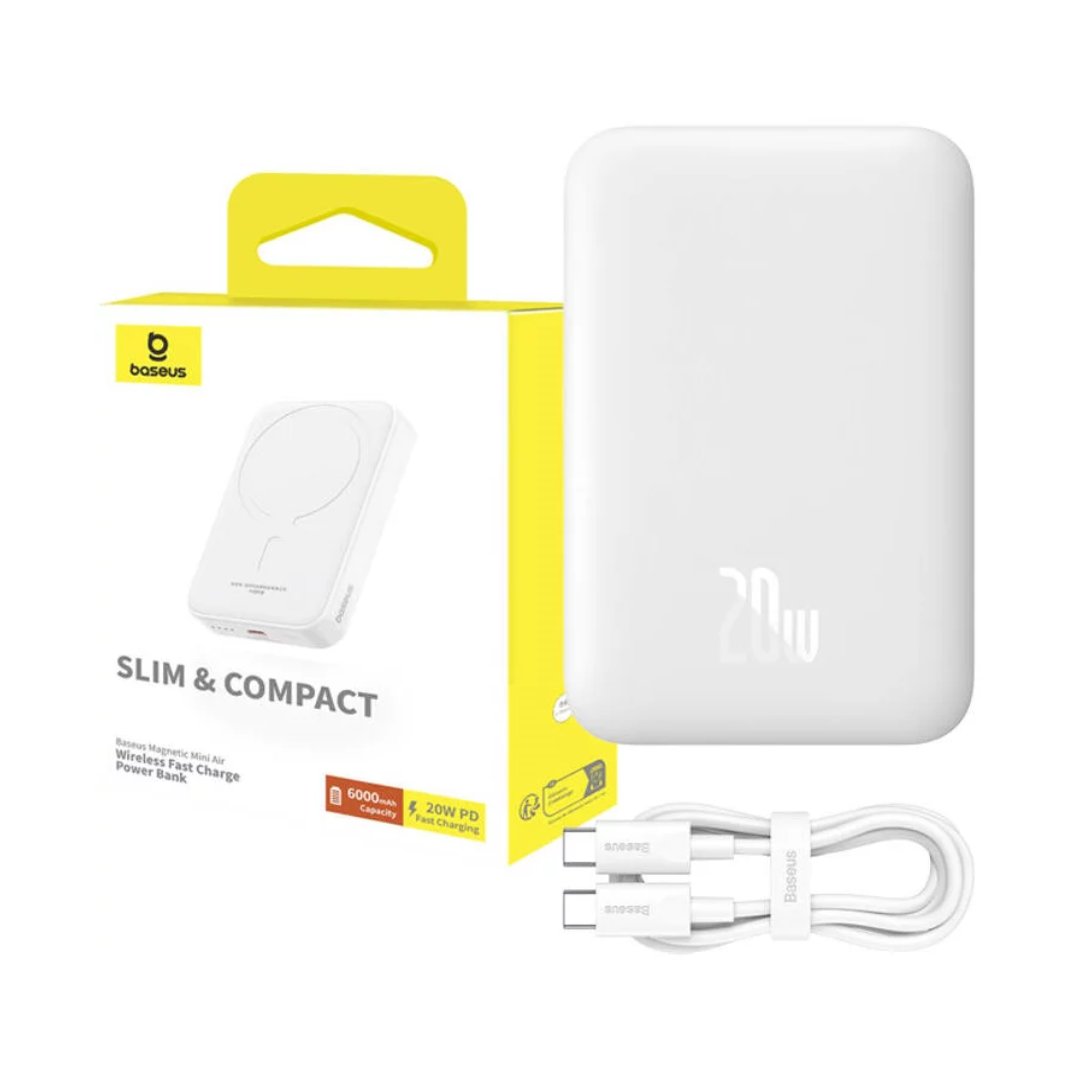 Baseus Power Bank Magnetyczny 6000Mah 20W Bezprzewodowy + Kabel