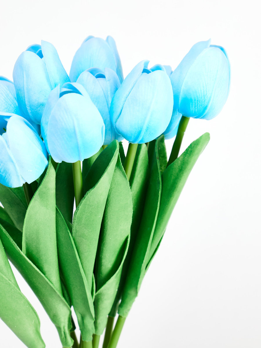 Tulipan Sztuczny Kwiat 34Cm Niebieskie Bukiet 10 Szt