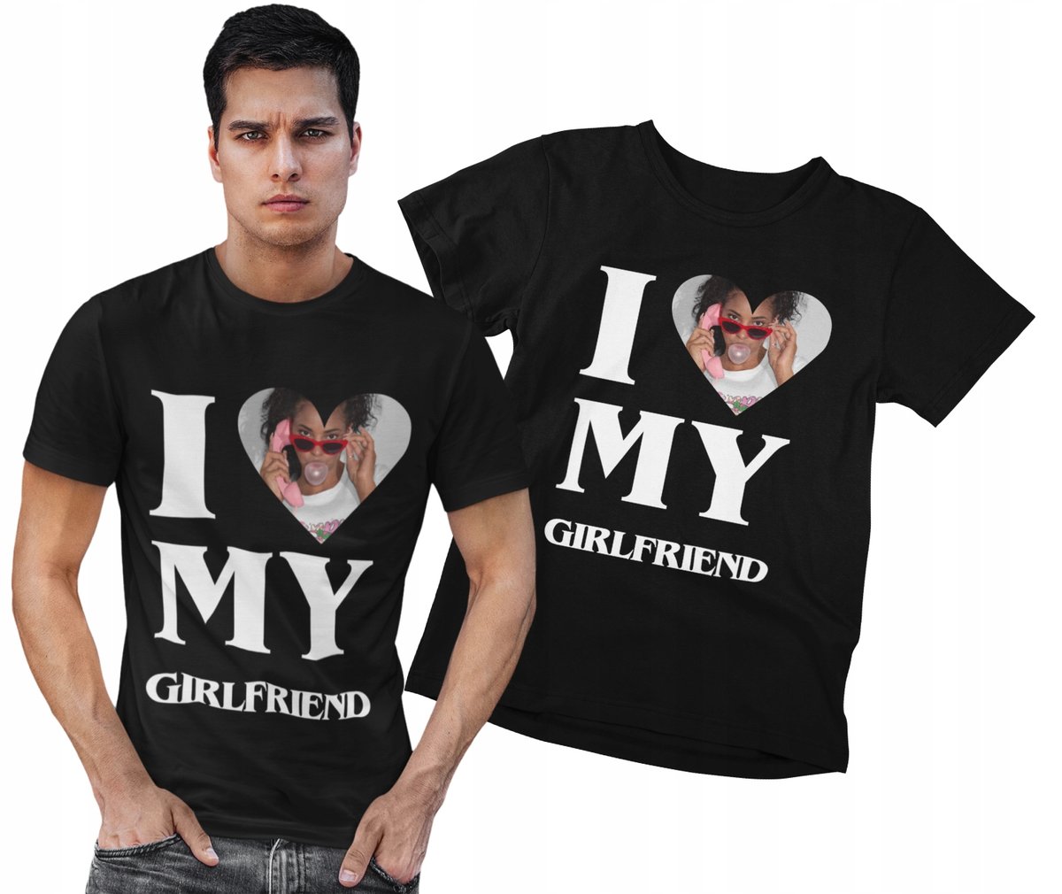 Męska Koszulka Na Walentynki I Love My Girlfriend Niespodzianka Prezent 4XL