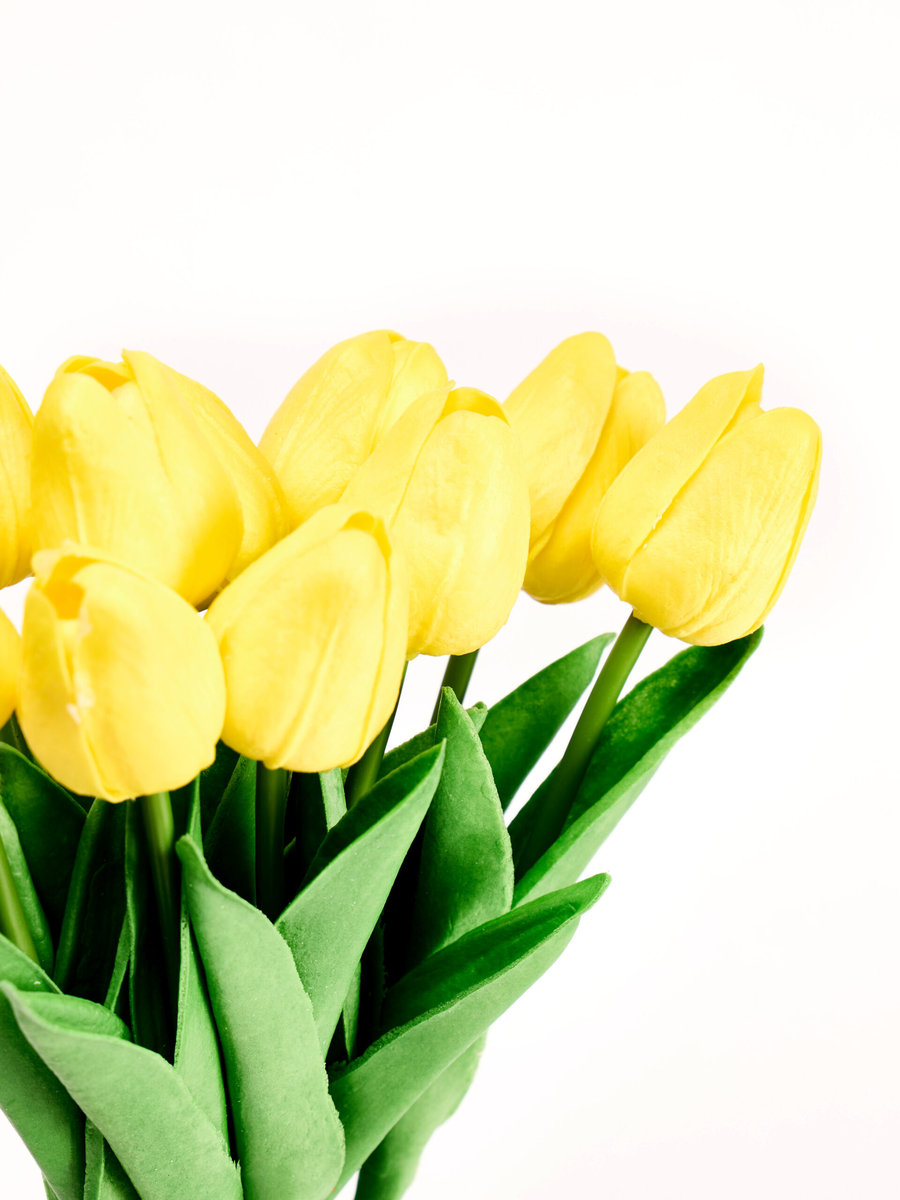 Tulipany Sztuczne Kwiaty 34Cm Żółte Bukiet 10 Szt