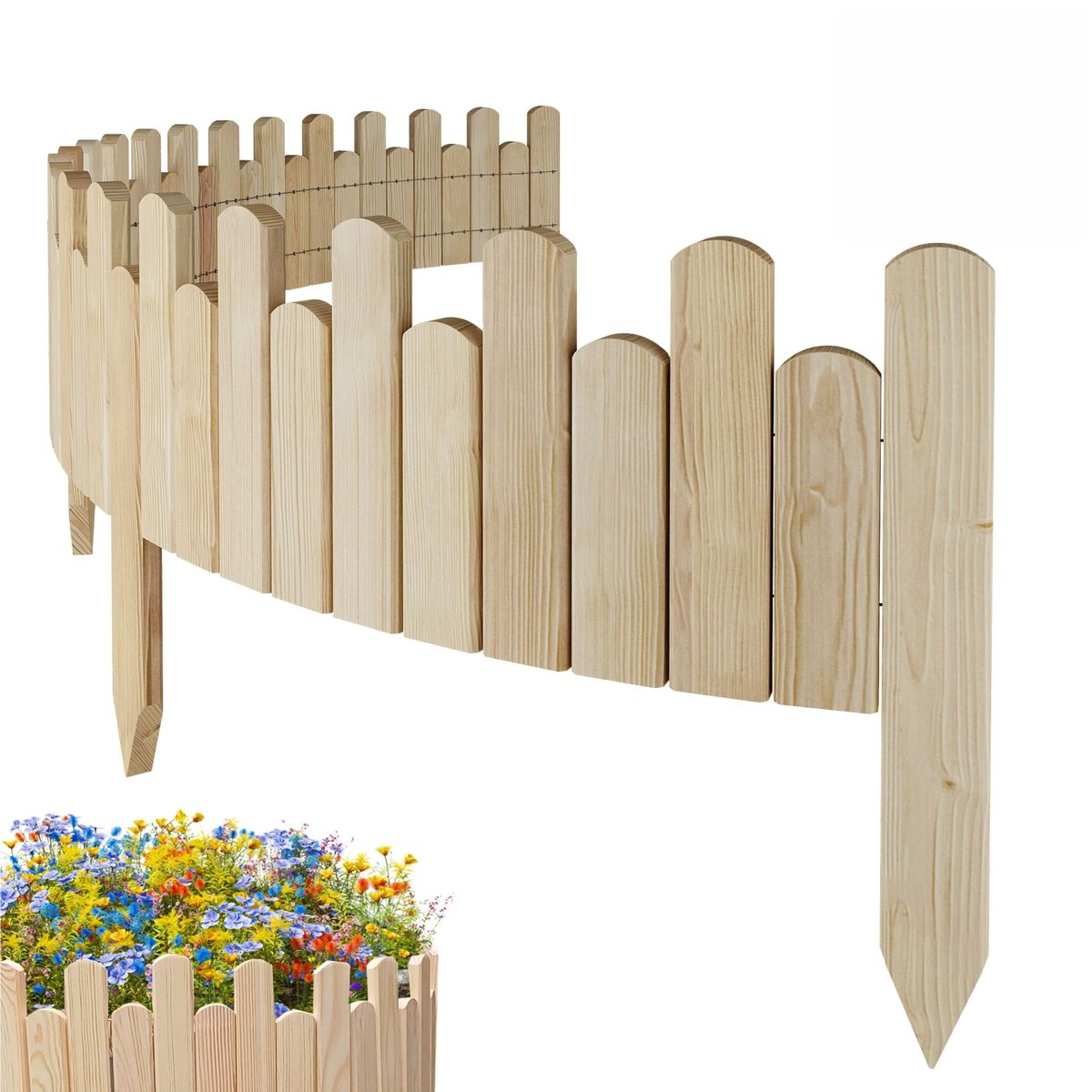 Floranica PŁOTEK OGRODOWY drewniany, elastyczny, obrzeże rabatek, palisada 200 x 20 cm Nieimpregnowany