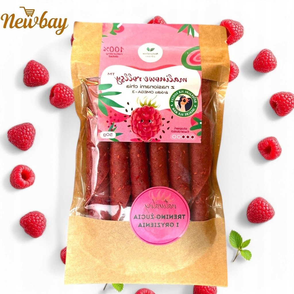 NATURALNIE ZDROWI ROLLSY MALINOWE Z NASIONAMI CHIA OMEGA-3 50g