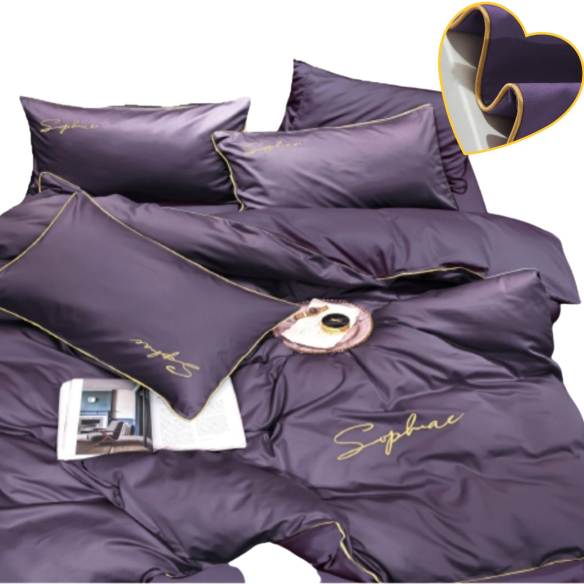 Komplet Pościeli 3 Części Z Mikrofibry Glamour 200X220 Cm Elegancki Haft